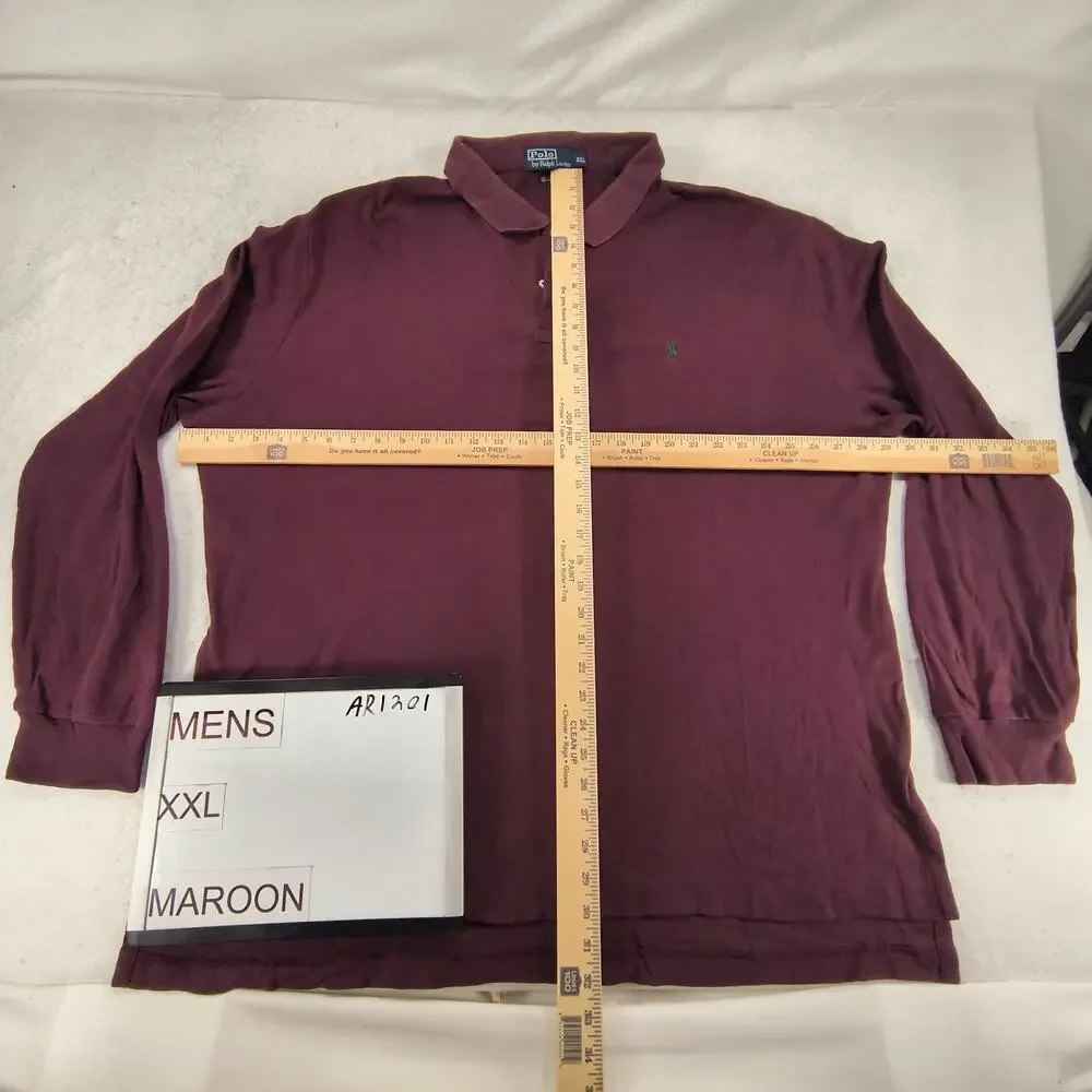 Polo by Ralph Lauren Collared Long Sleeve Polo Shirt Mens Size 2XL Maroon